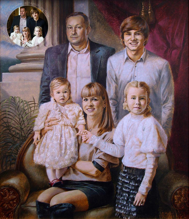Портрет семьи со стилизацией под живопись - спокойствие и гармония